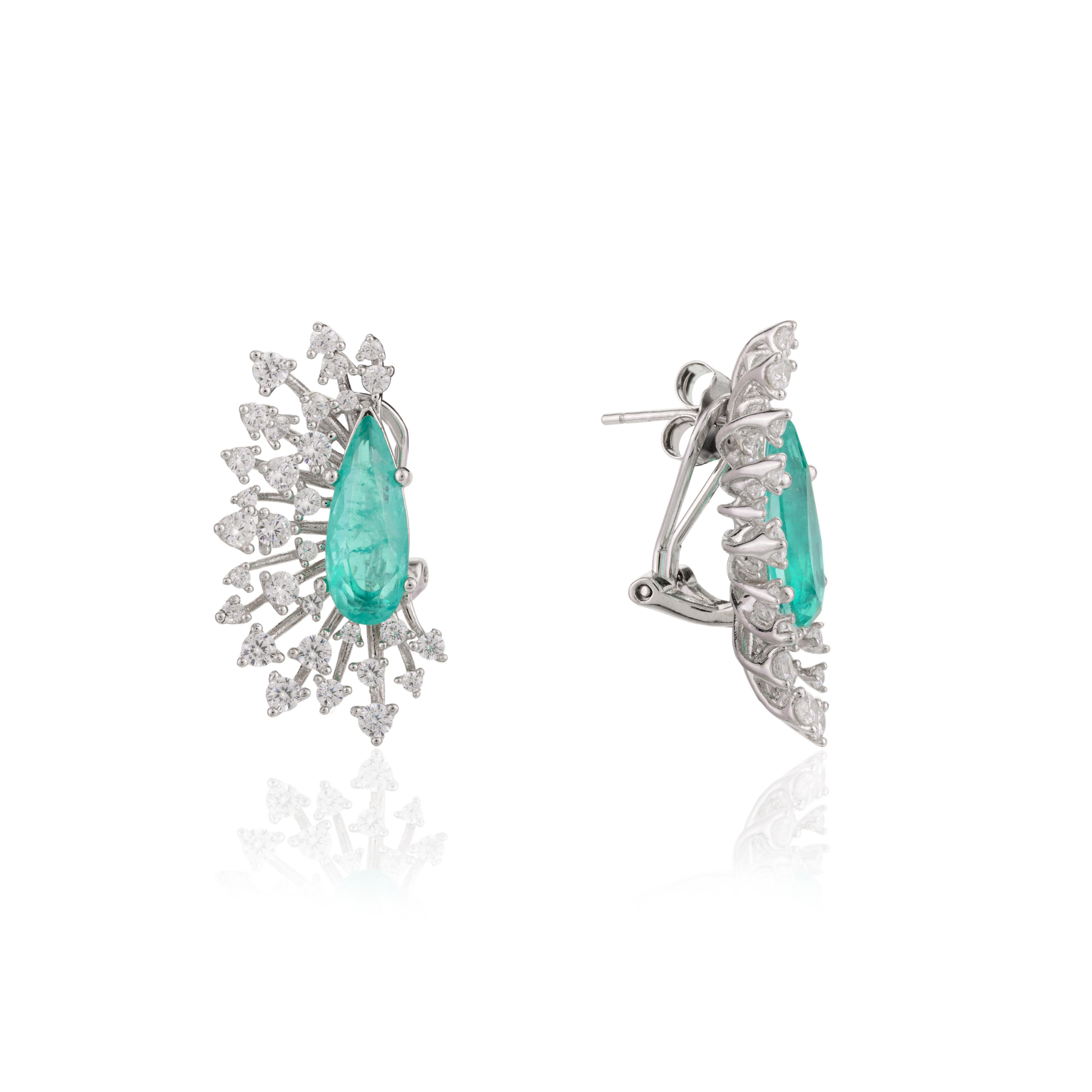 Statement Cubic Zirconia Sprinkle Stud Earrings in Silver Jewelry for Mom Gift For Sale 1