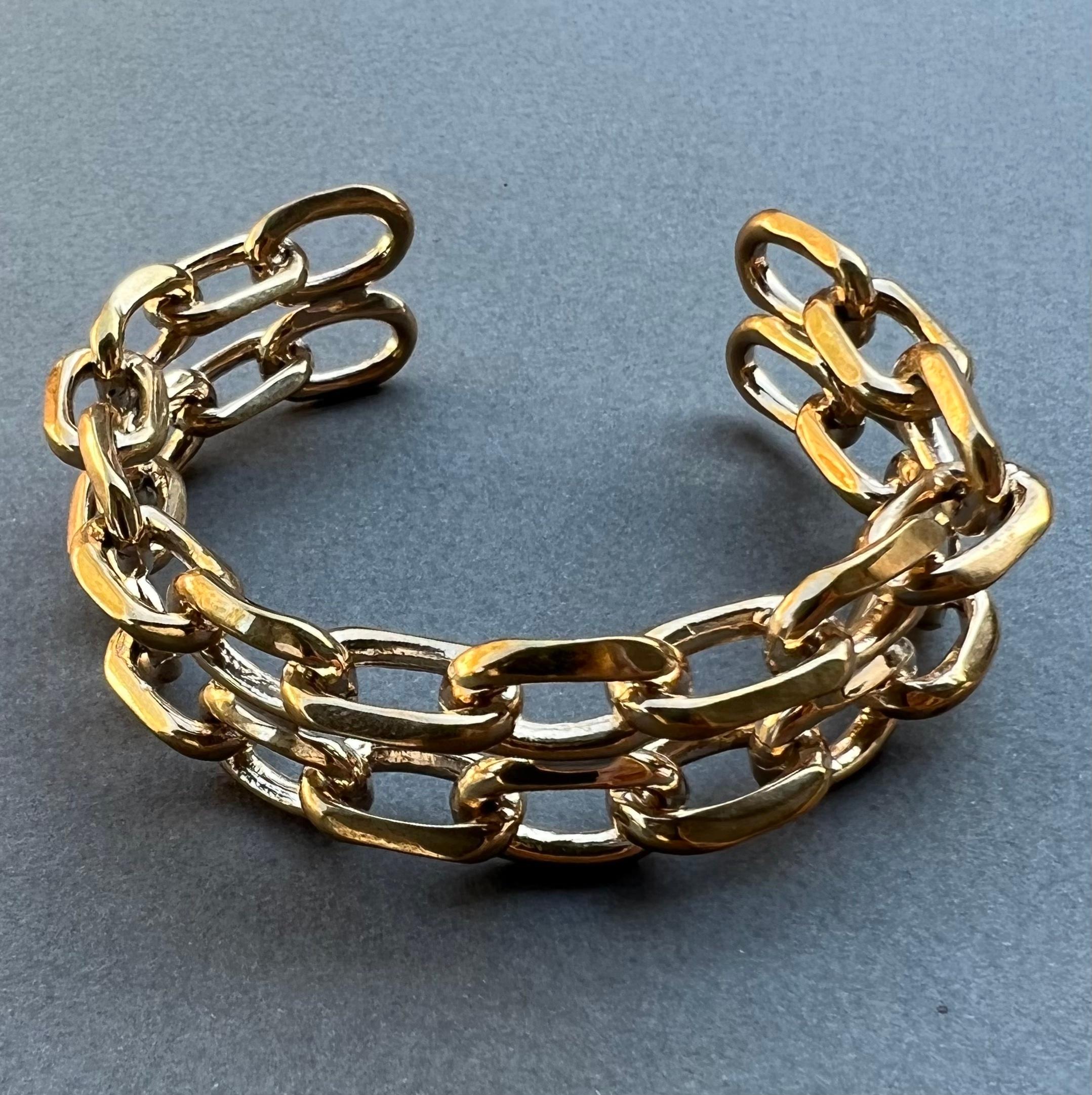 Statement Cuff Bangle Bracelet Chain Bronze J Dauphin en vente 1