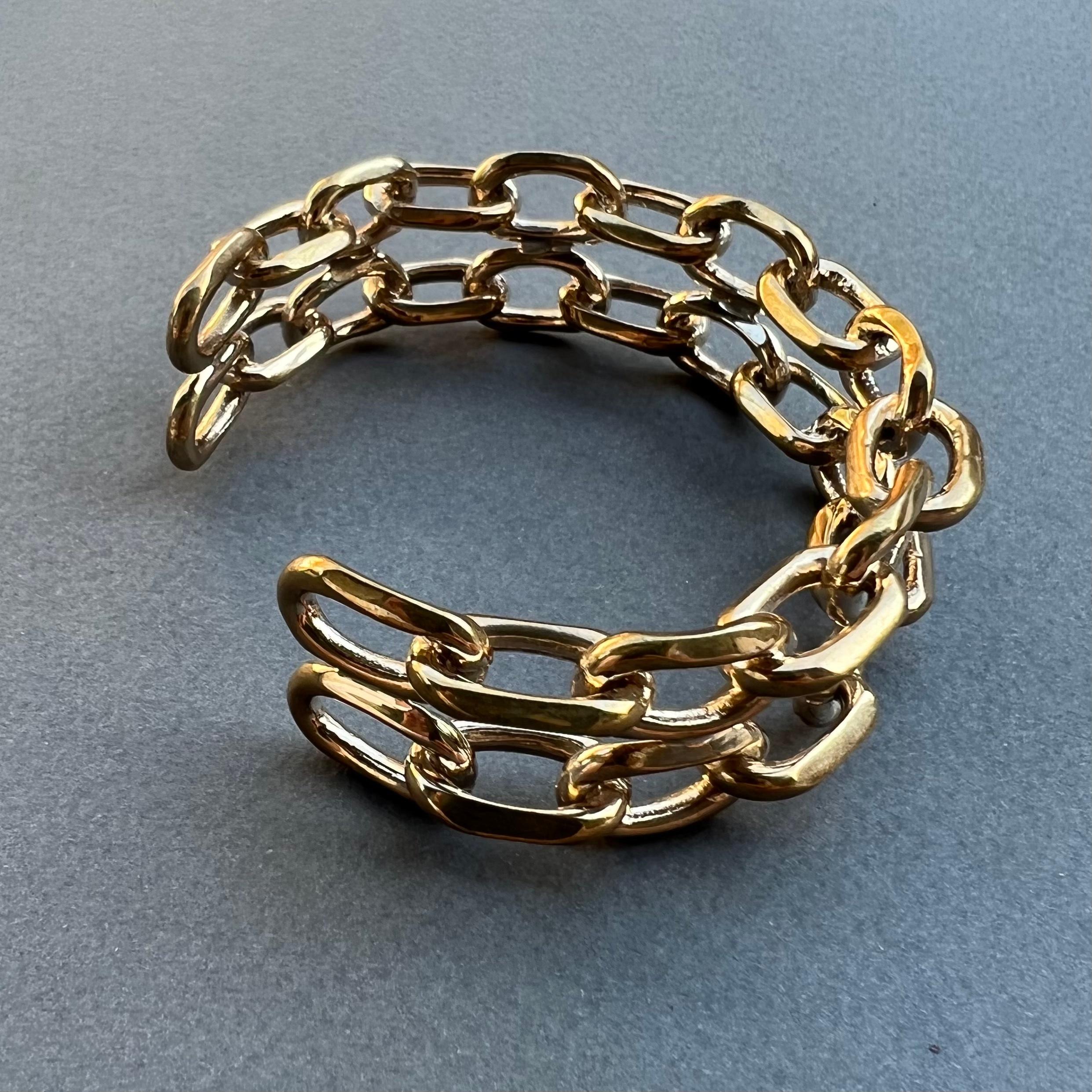 Statement Cuff Bangle Bracelet Chain Bronze J Dauphin en vente 2