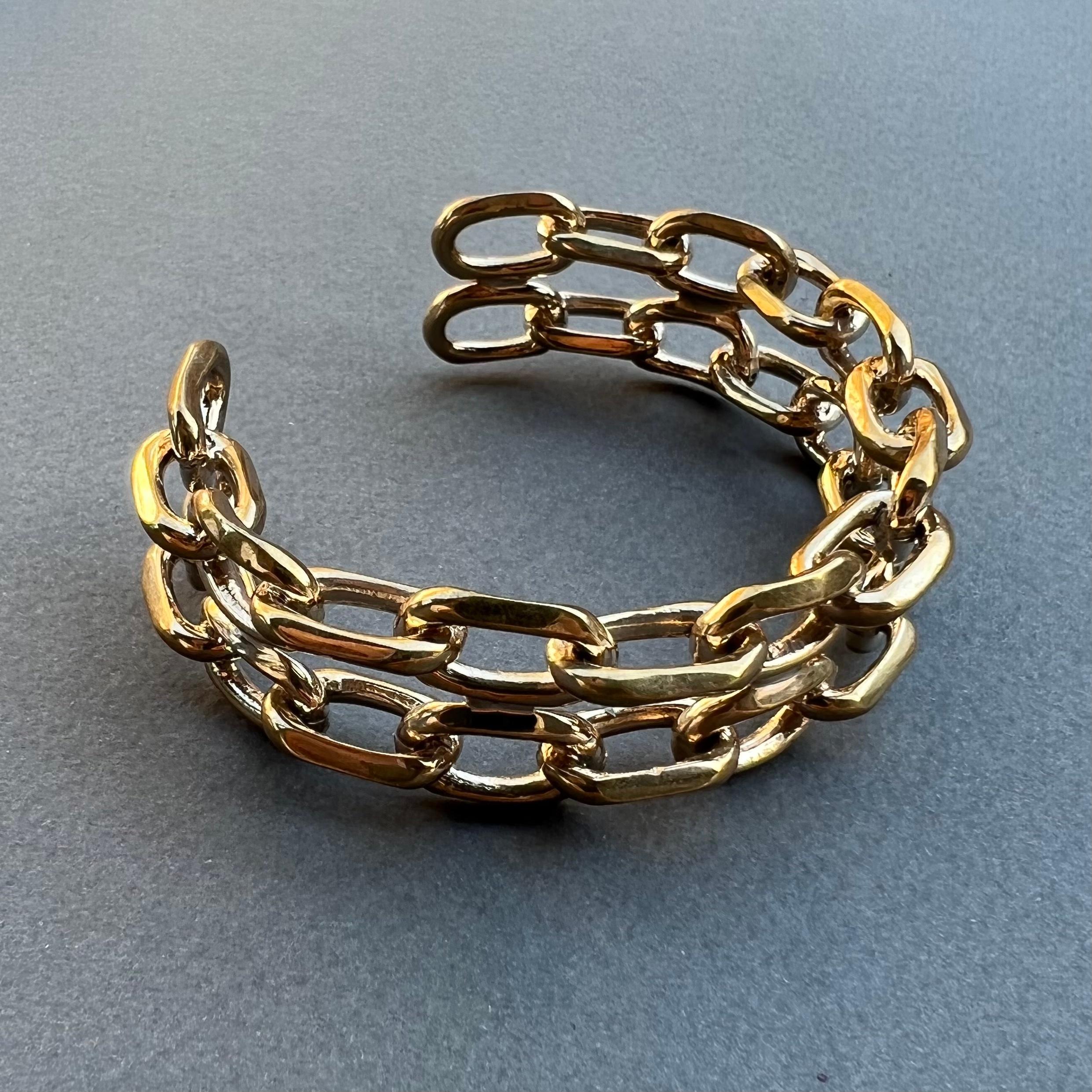 Statement Cuff Bangle Bracelet Chain Bronze J Dauphin en vente 3