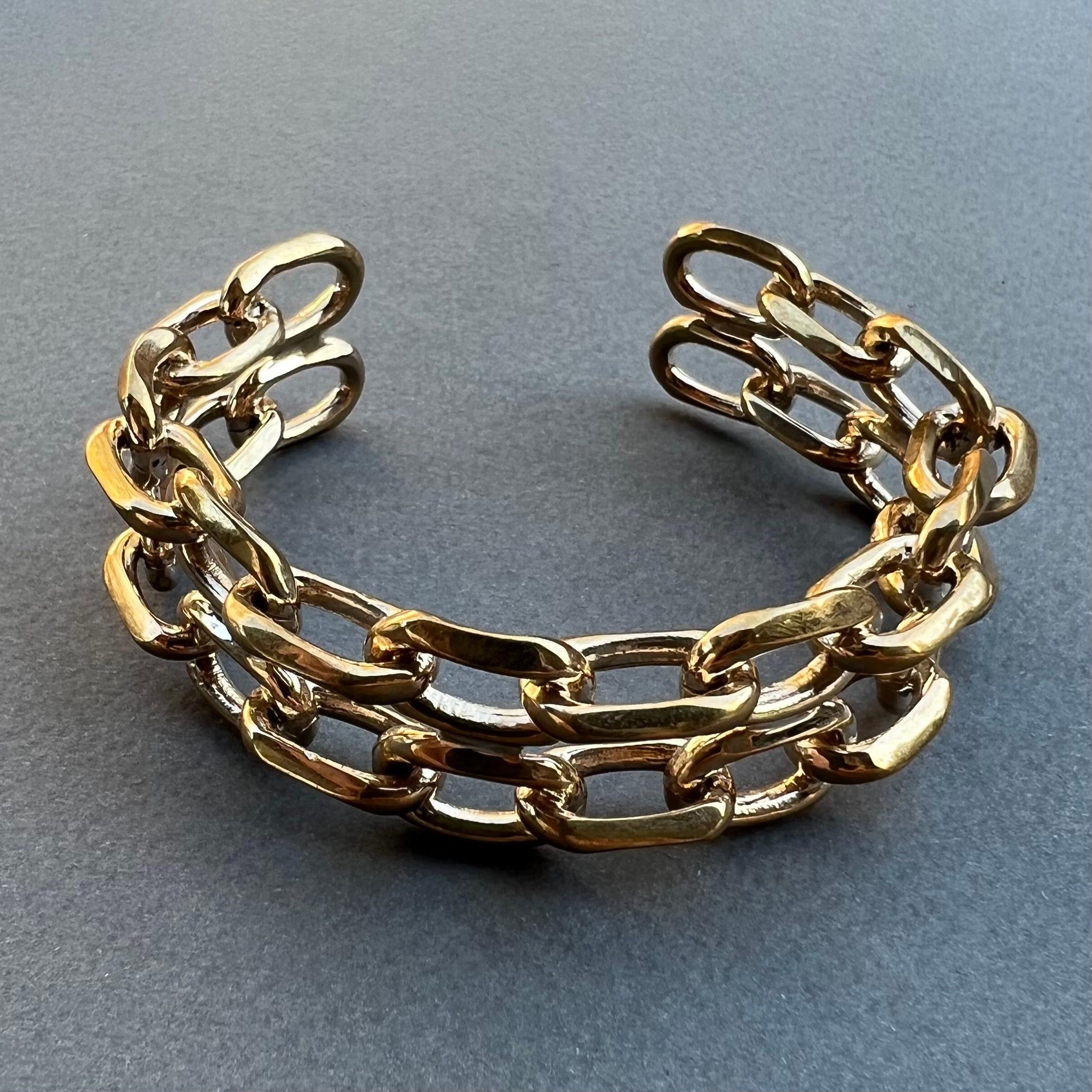 Statement Cuff Bangle Bracelet Chain Bronze J Dauphin en vente 4