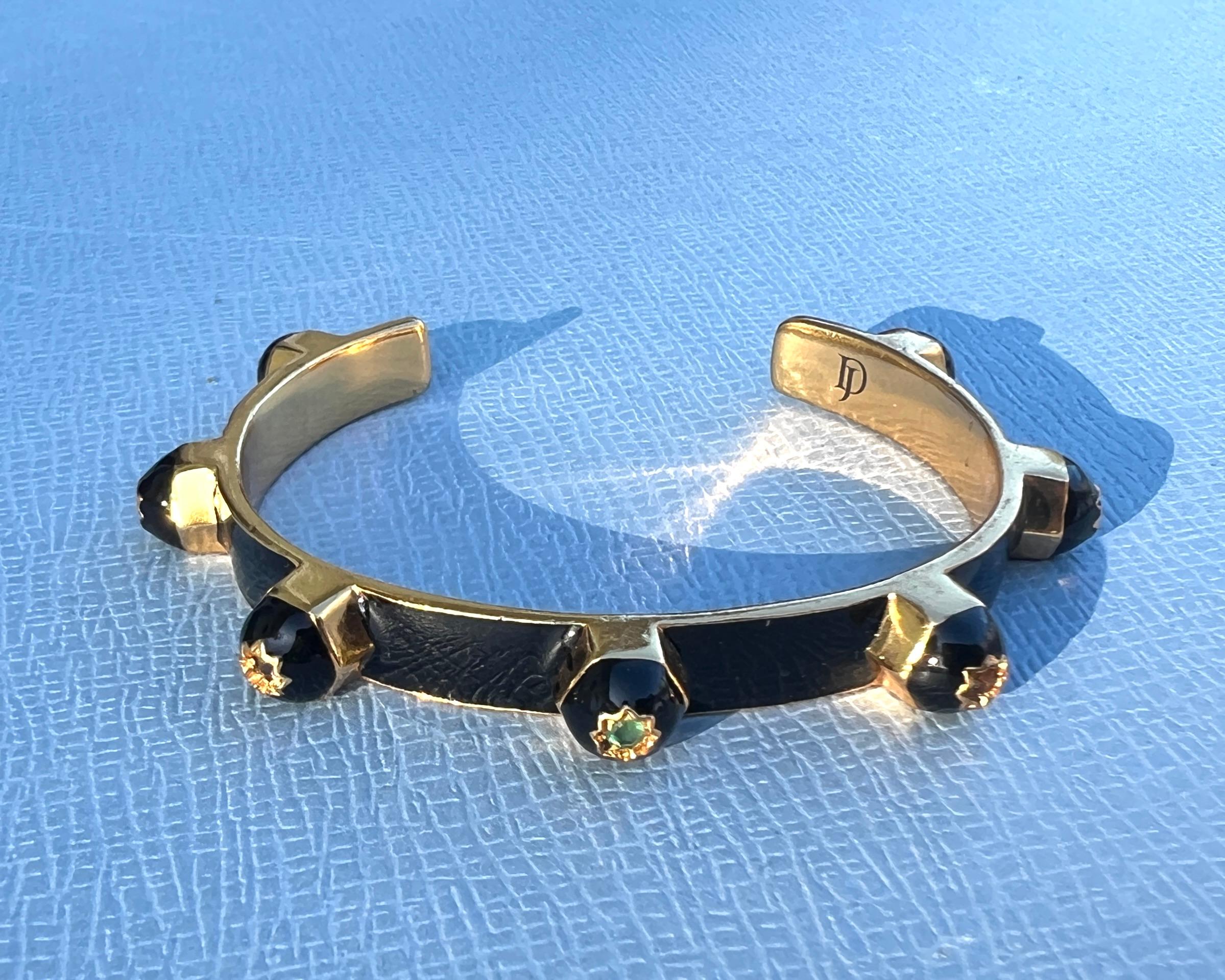 Statement Cuff Bracelet Black Enamel Chakra Gems For Sale 2