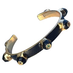 Statement Cuff Bracelet Black Enamel Chakra Gems
