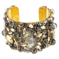 Erickson Beamon Bejeweled Black & Gold Wide Cuff 