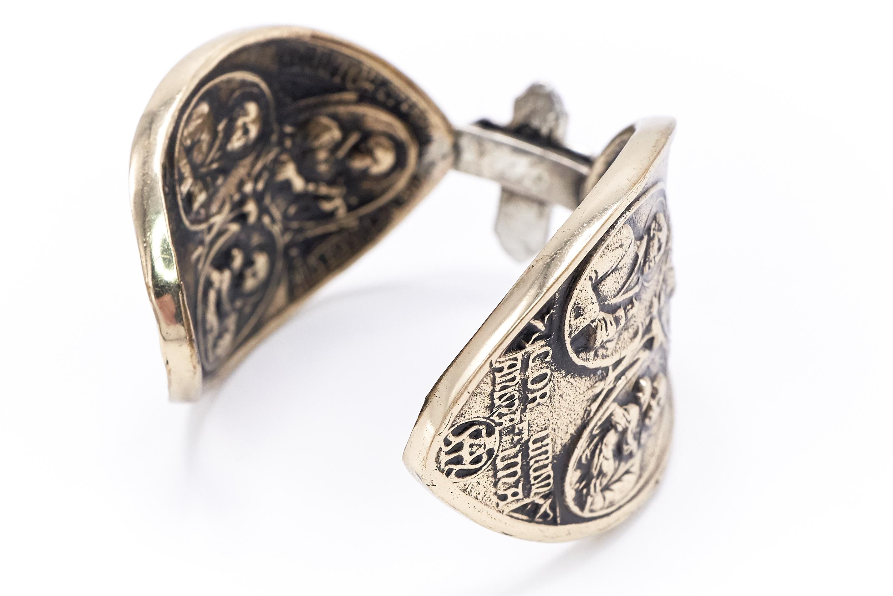 Women's Statement Cuff Religious Virgin Mary Medals Cross Silver Bronze For Sale