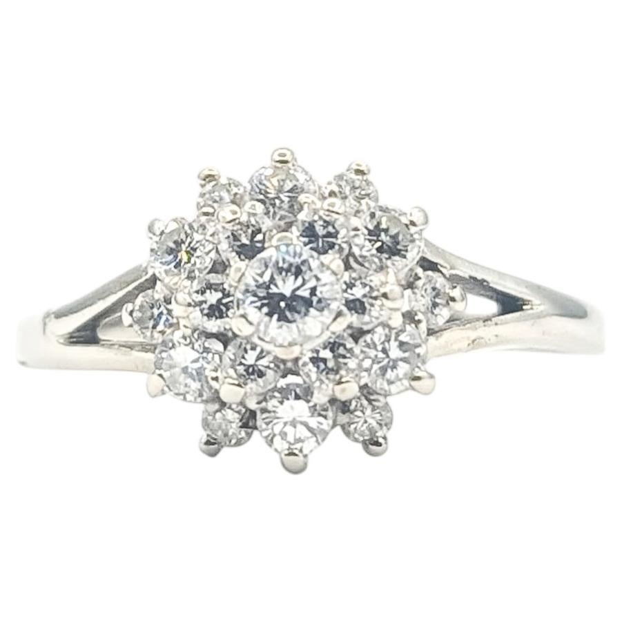 Statement Diamond Cluster Ring in 14k White Gold