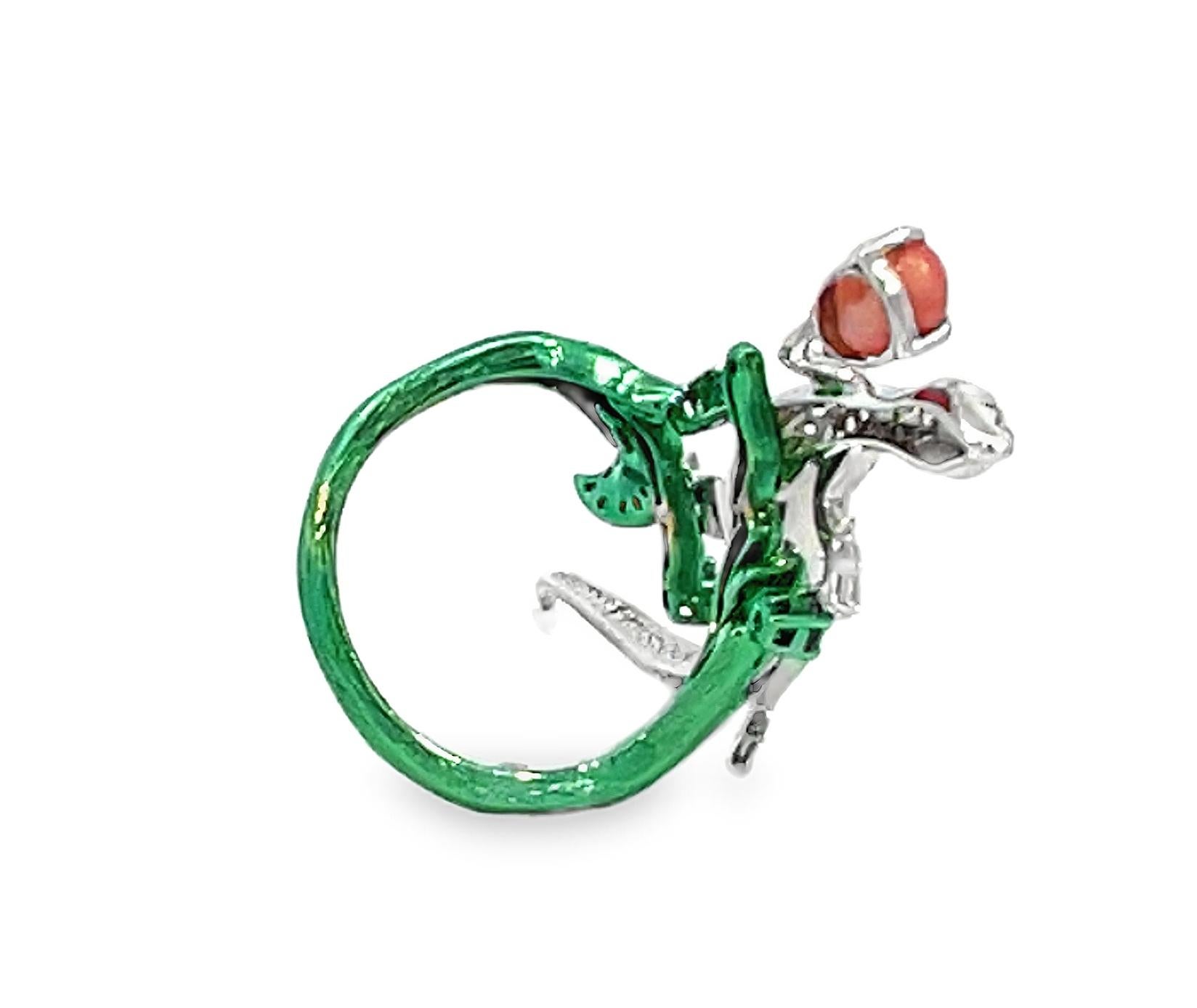 Statement Diamond Lizard and Conch Pearl Cocktail Ring For Sale 4