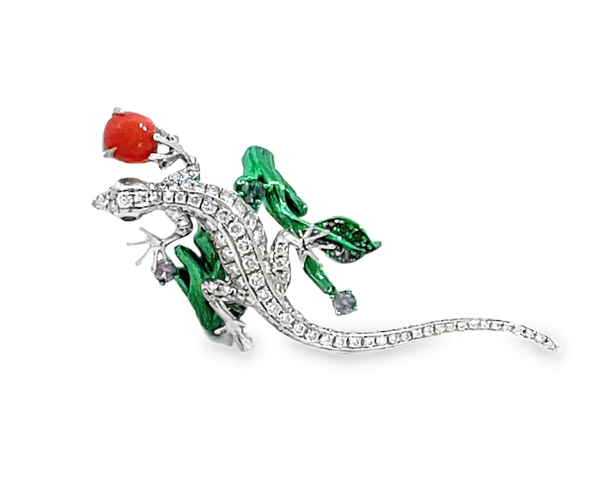 Statement Diamond Lizard and Conch Pearl Cocktail Ring For Sale 6