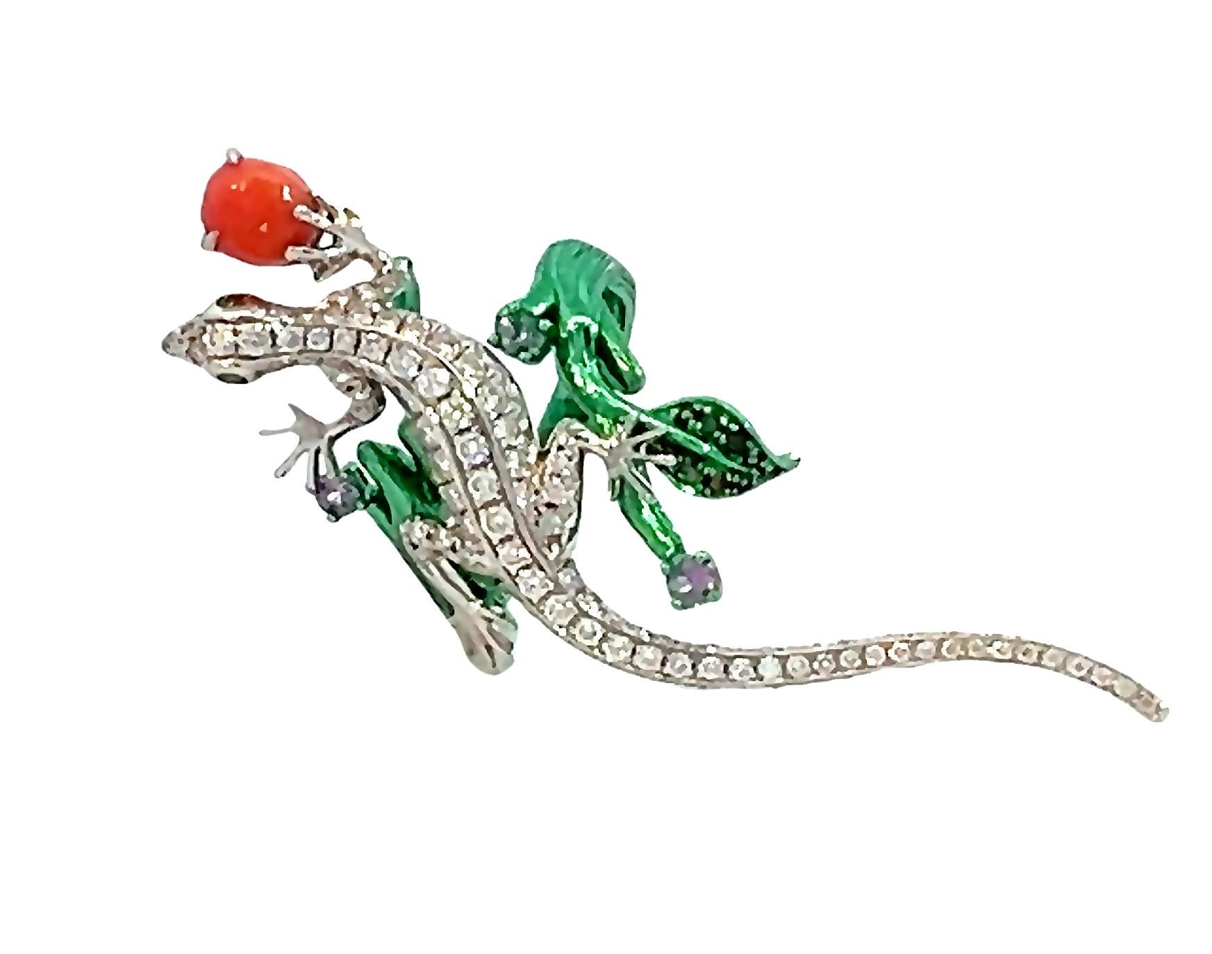 Statement Diamond Lizard and Conch Pearl Cocktail Ring For Sale 8