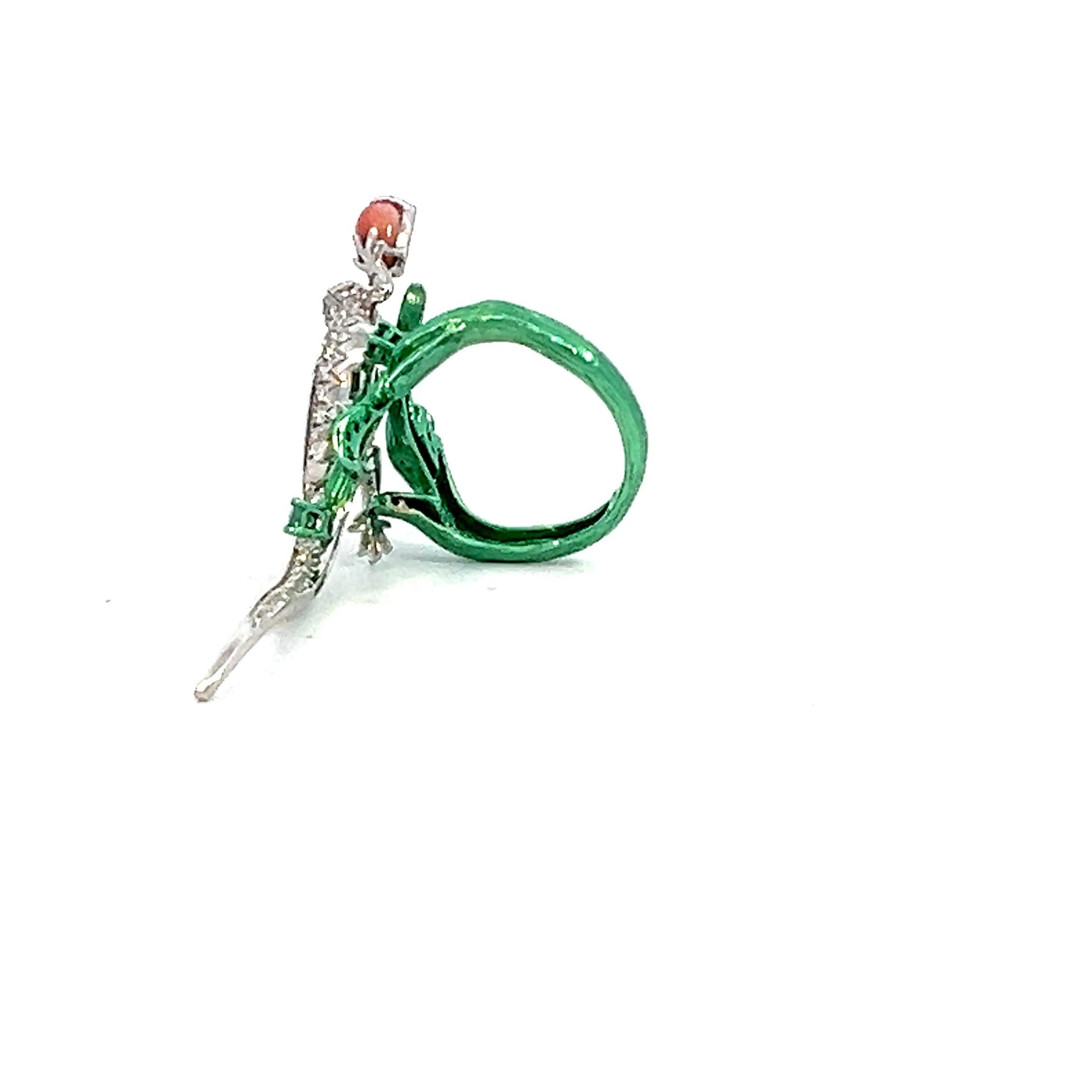 Statement Diamond Lizard and Conch Pearl Cocktail Ring For Sale 9