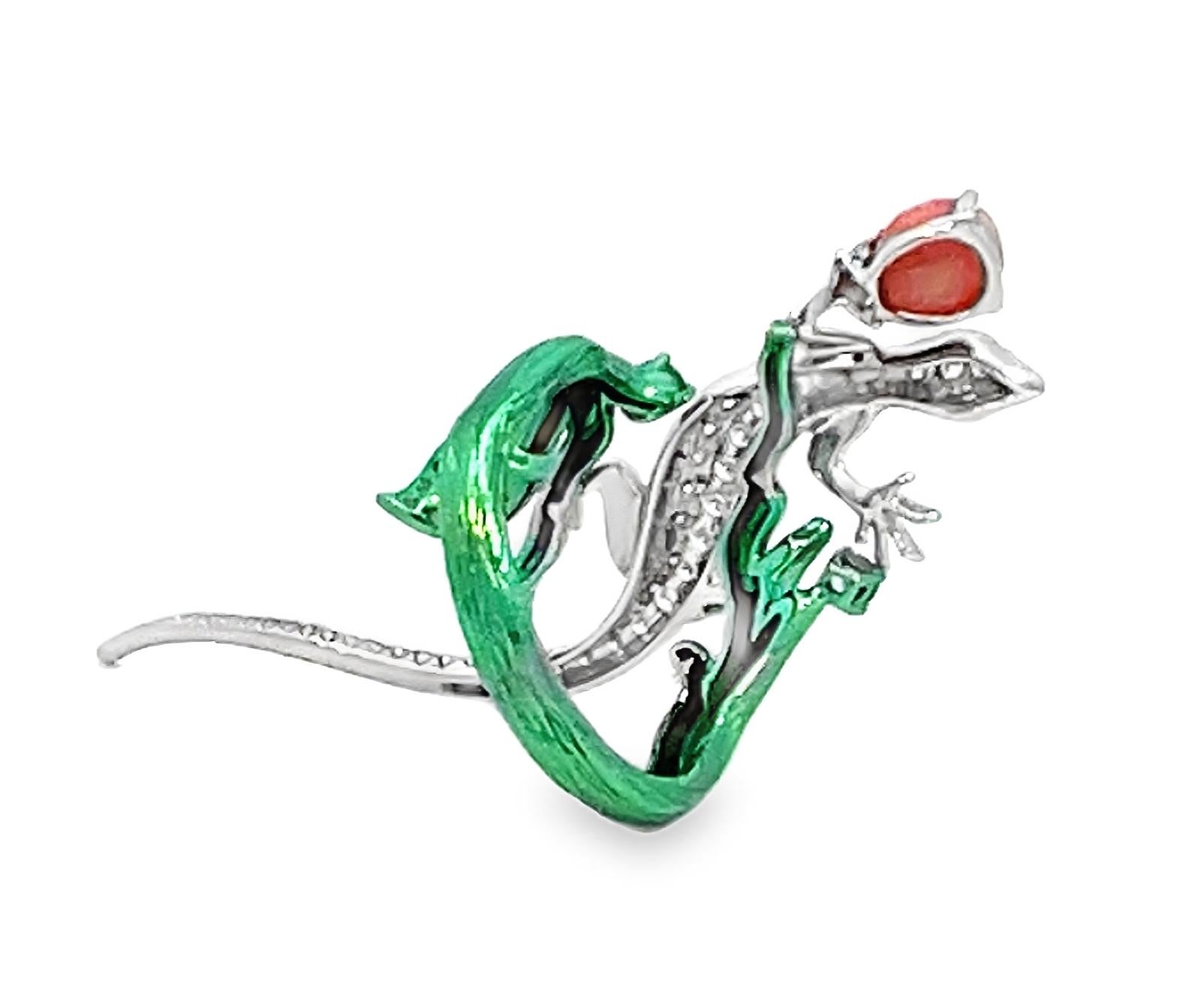 Statement Diamond Lizard and Conch Pearl Cocktail Ring For Sale 3