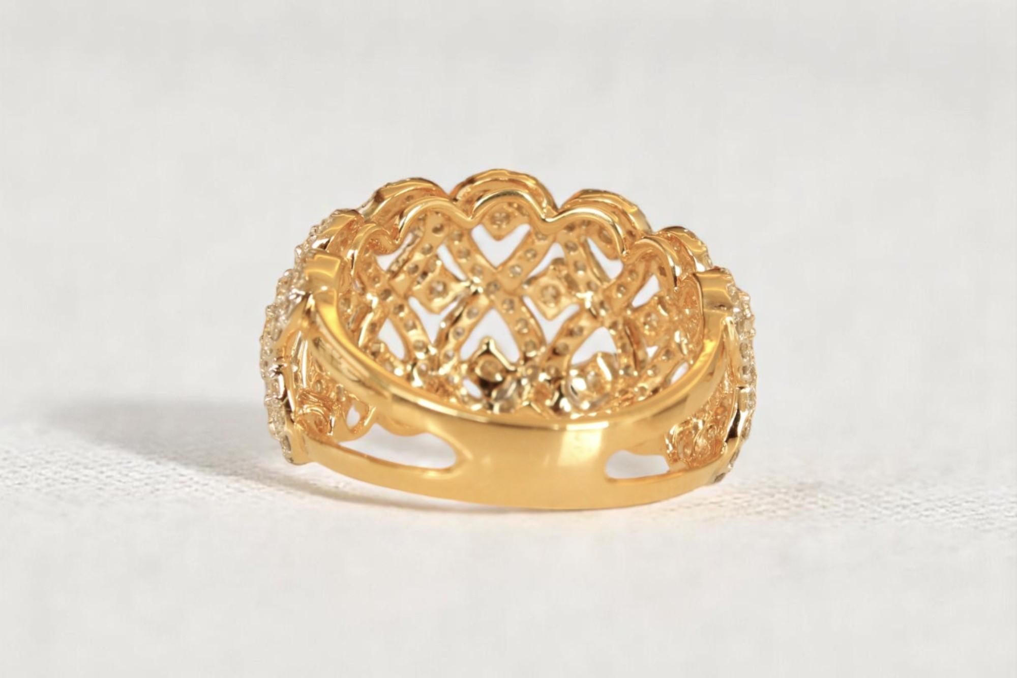 Taille ronde Bague d'affirmation en or massif 14 carats (certifiée) en vente