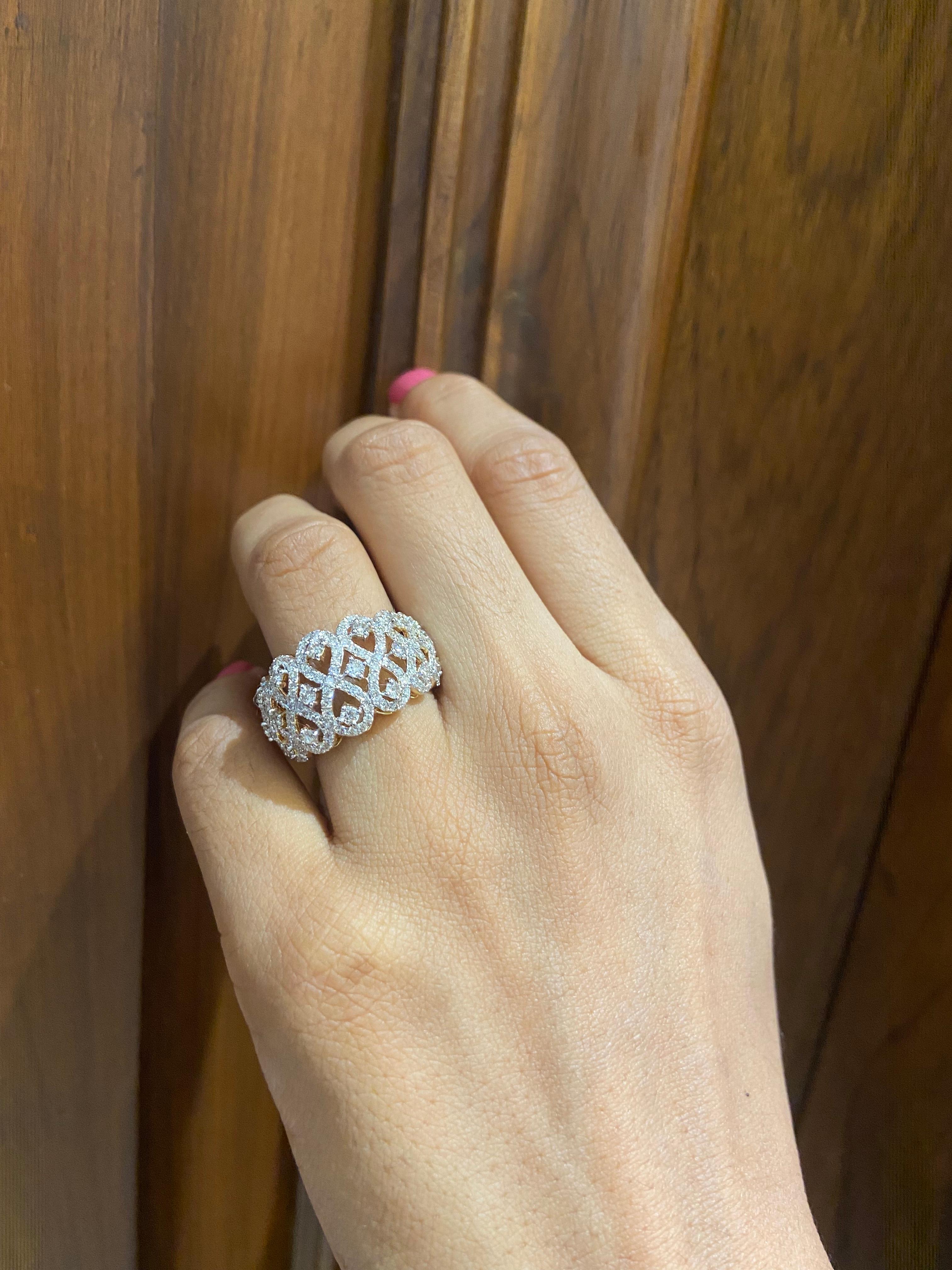 Bague d'affirmation en or massif 14 carats (certifiée) Neuf - En vente à New Delhi, DL
