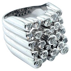 Retro Statement Diamond Ring in 18 Karat White Gold