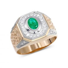 Statement Diamond Ruby White Rose 14k Gold Ring for Her for Him