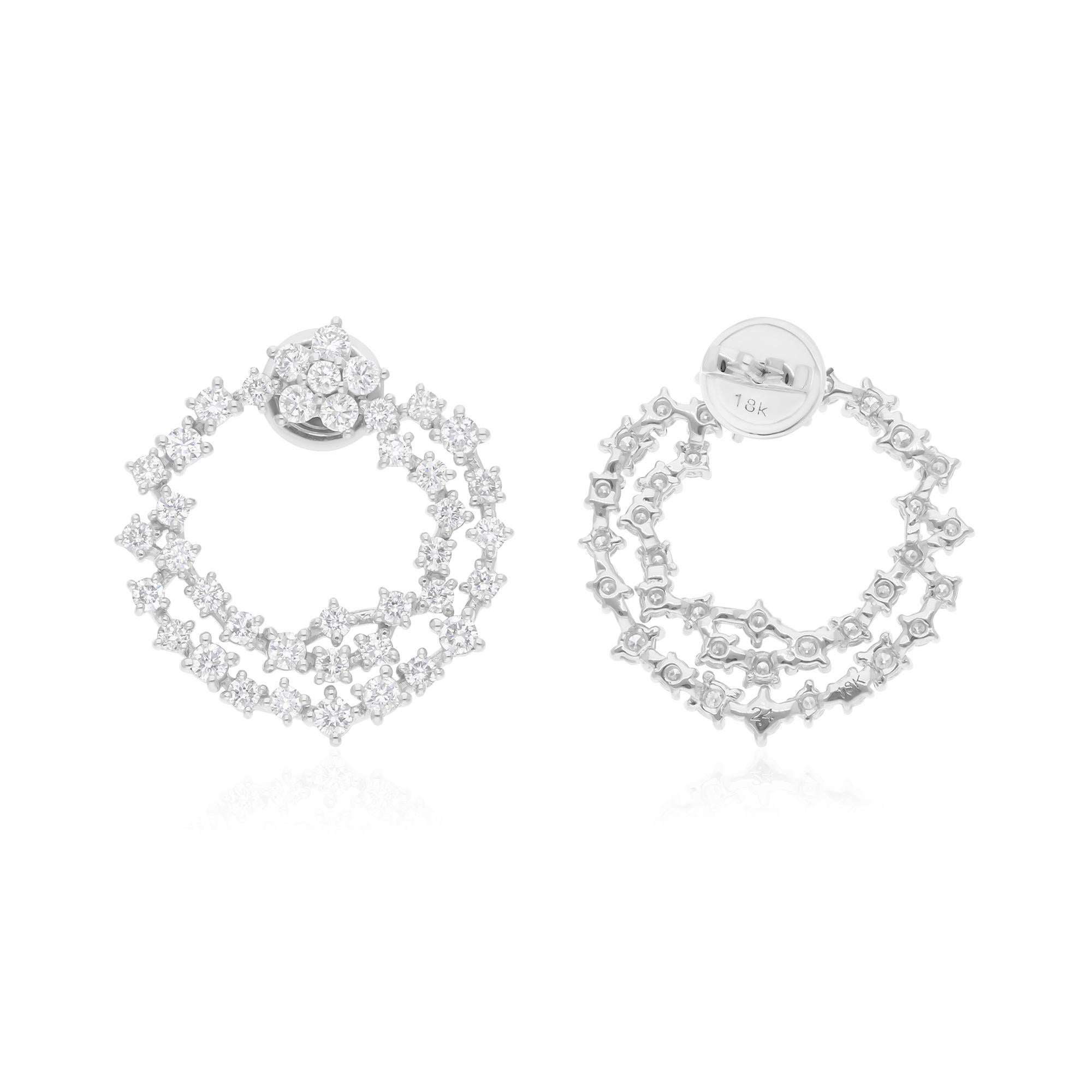 Boucles d'oreilles double halo en or blanc 18k avec diamant de 2,46 carats Pour femmes en vente