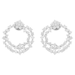 Boucles d'oreilles double halo en or blanc 18k avec diamant de 2,46 carats