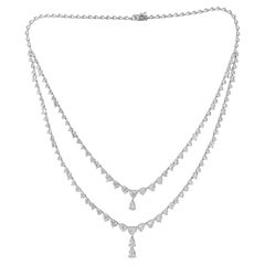 Statement Double Layer Real Diamond Halskette für Hochzeit 14k Solid White Gold