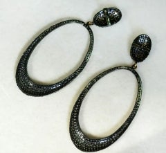 Statement Earring Pave Diamond 14k Gold & 925 Silver