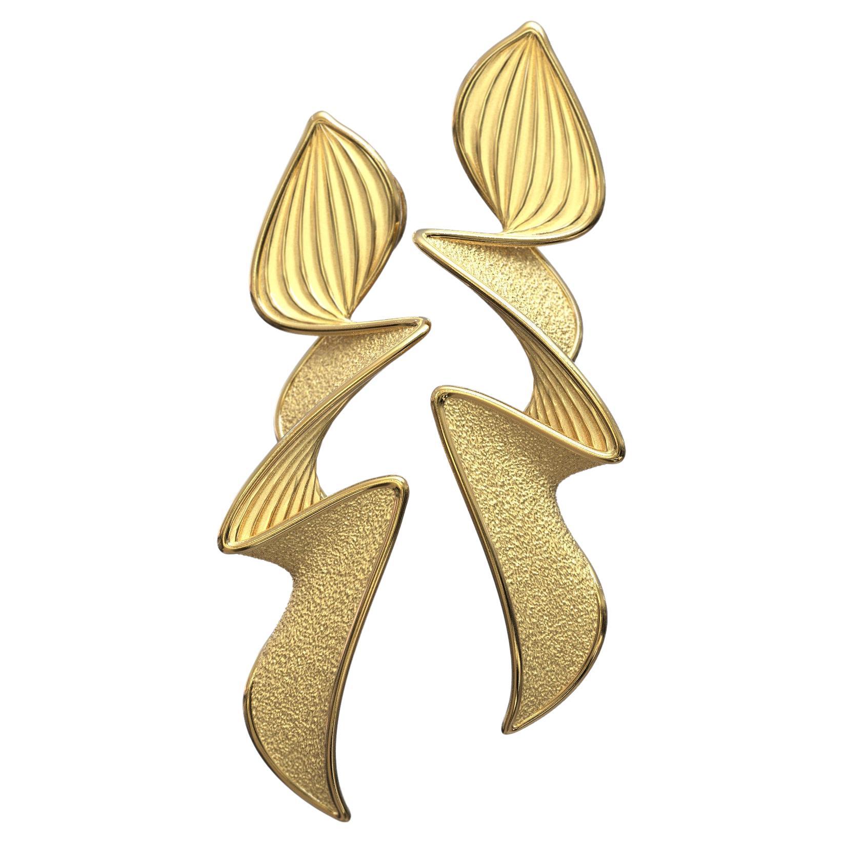 Statement Earrings in 14k by Oltremare Gioielli, Italian Fine Jewelry  For Sale