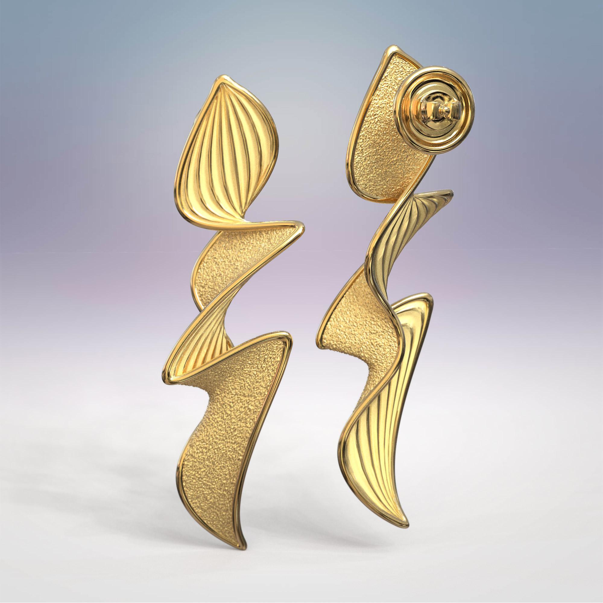 Contemporary Statement Earrings in 18k by Oltremare Gioielli, Italian Fine Jewelry For Sale