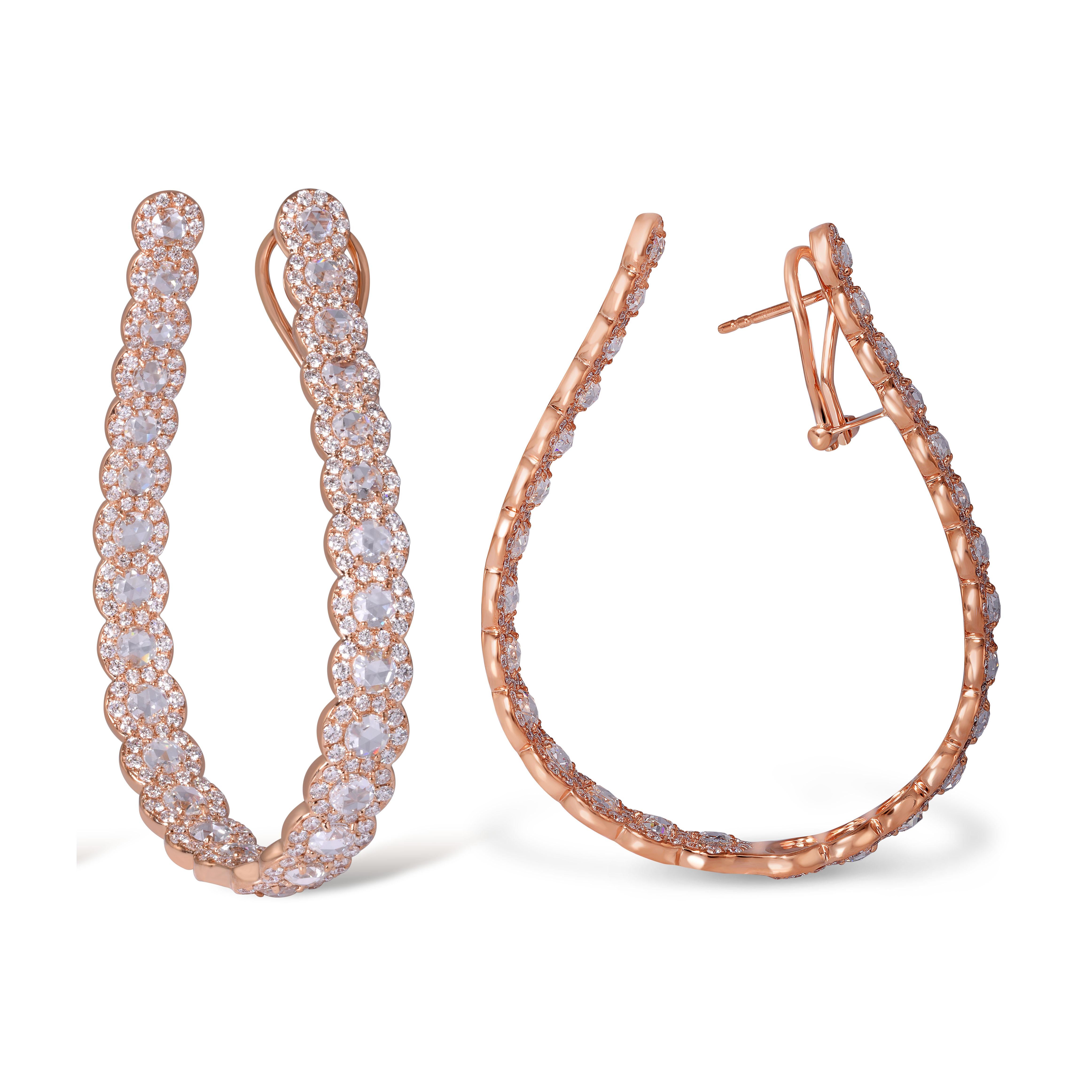 Contemporary Statement Earrings with 10.04 Carat of Fancy Shape Rose cut and Round Diamonds