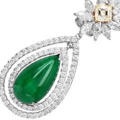 Statement Emerald 17.22cts Diamond 18K Gold Drop Earrings