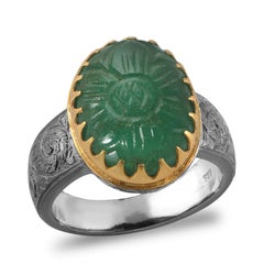 Statement Emerald 18K Gold Sterling Silver Ring