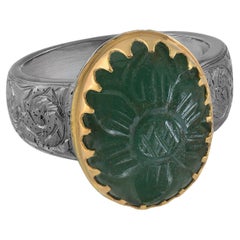 Statement Emerald 18K Gold Sterling Silver Ring