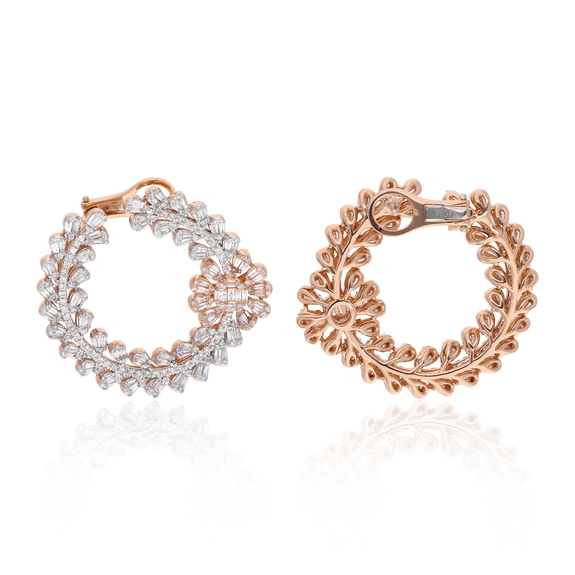 Orecchini a cerchio da sposa con diamanti SI/H 3,90 carati in oro rosa massiccio 14k. In condizioni Nuovo in vendita a Diera, Dubai