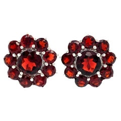 Statement Garnet Stud Earrings for Wedding Crafted in 925 Sterling Silver