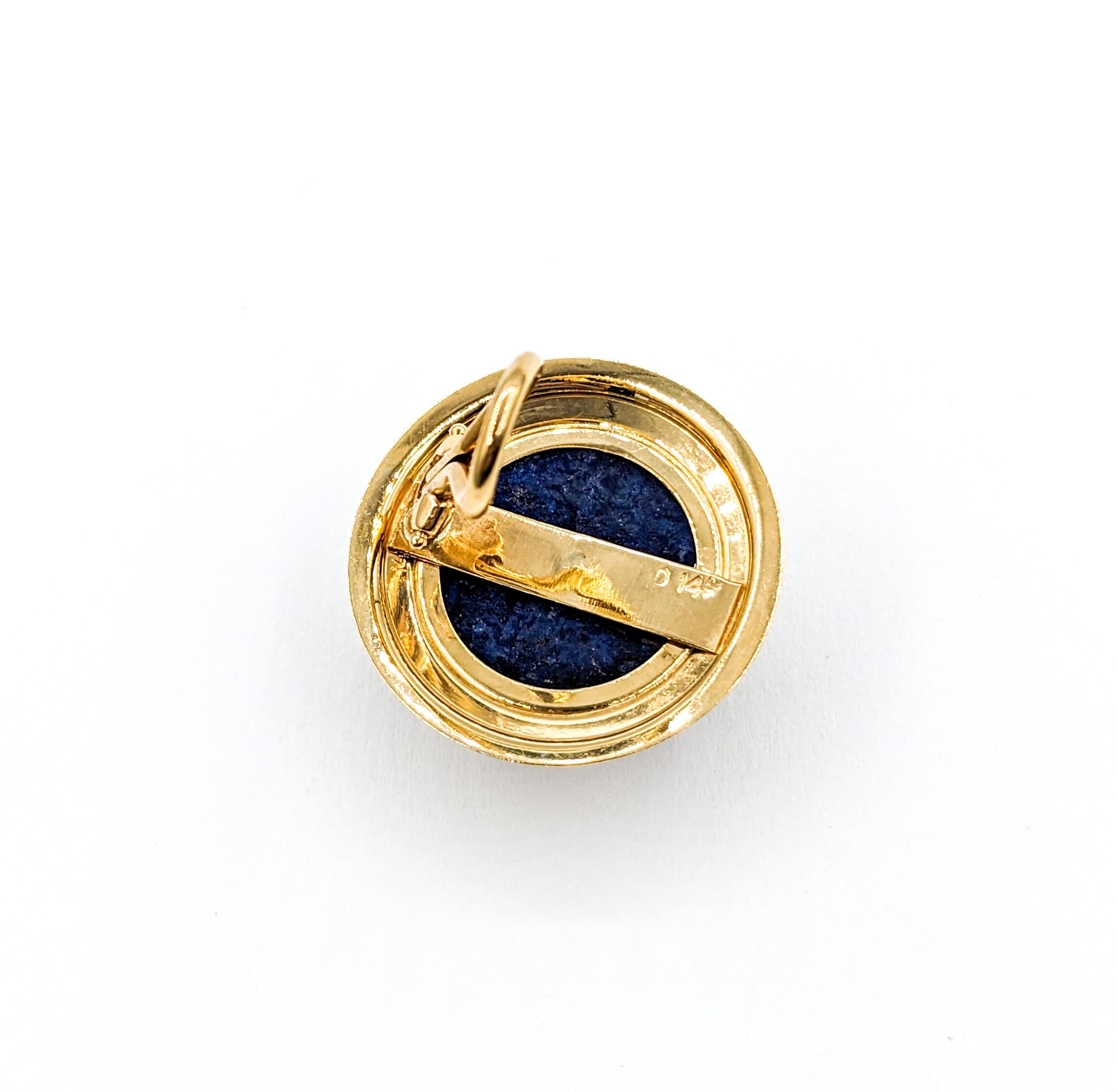 Statement Gold & Cabochon Lapis Clip On Earrings In Excellent Condition For Sale In Bloomington, MN