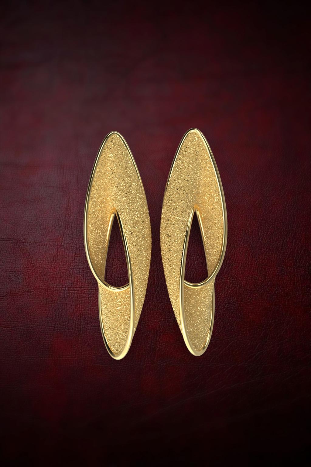 Statement Gold Earrings in 14k Solid Gold, Made in Italy Fine Jewelry For Sale 1