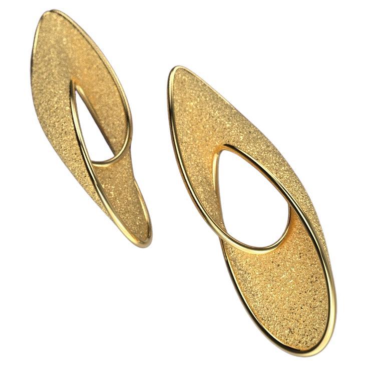 Statement Gold Earrings in 14k Solid Gold, Made in Italy Fine Jewelry For Sale