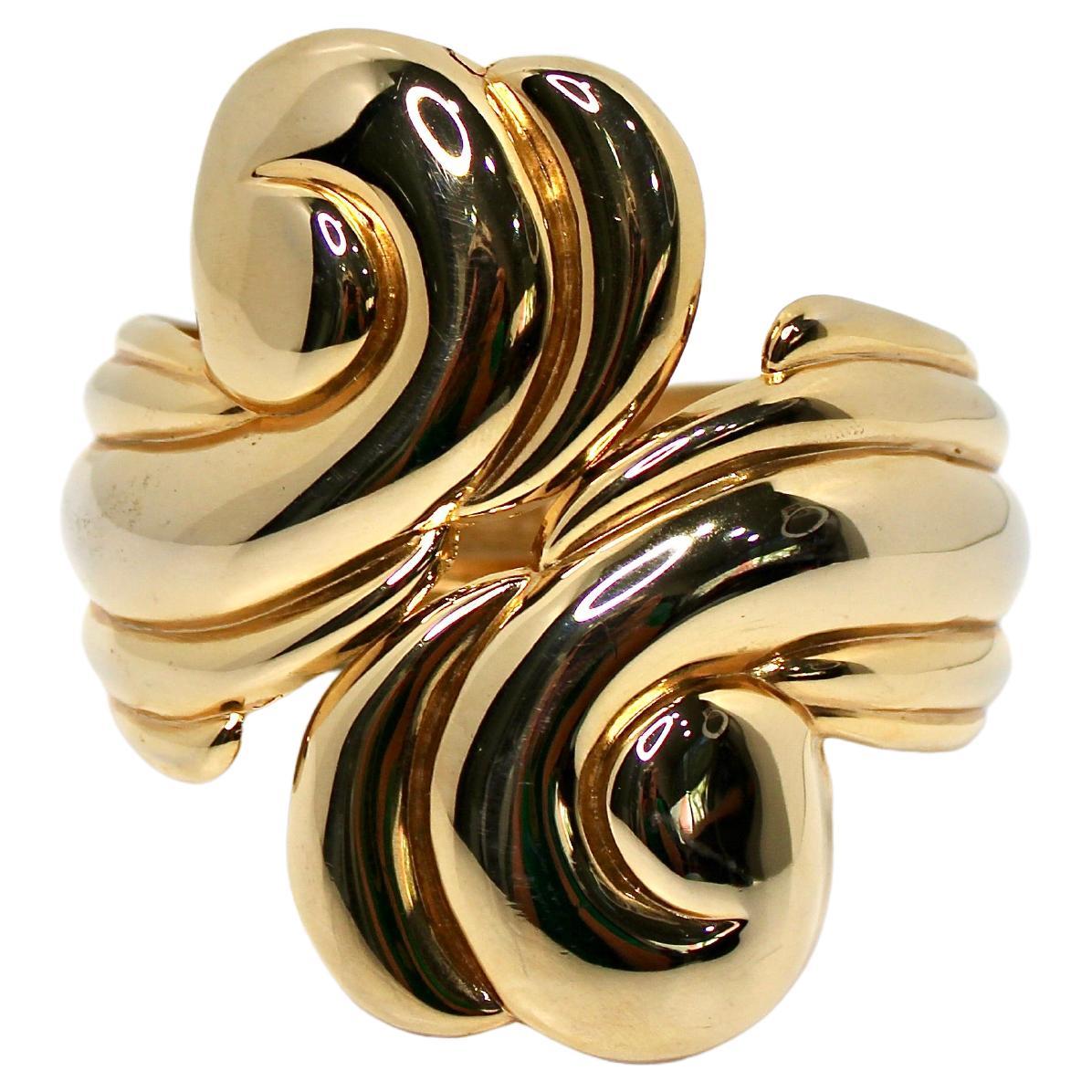Bracciale vintage con cerniera a spirale in tonalità oro, circa anni '60