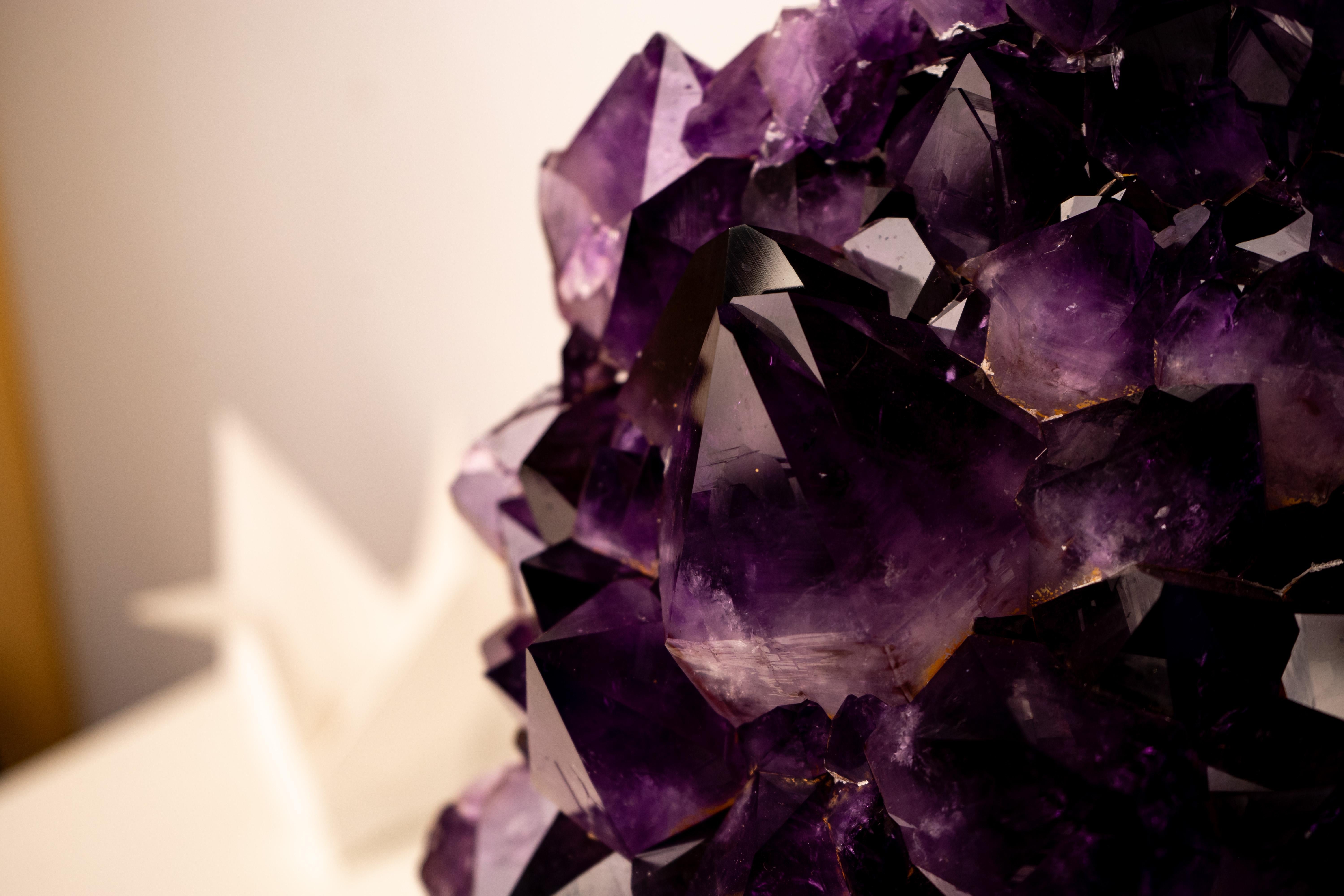 Brazilian Statement Grape Purple Jelly Amethyst Cluster, Saturated Deep Purple Crystals For Sale