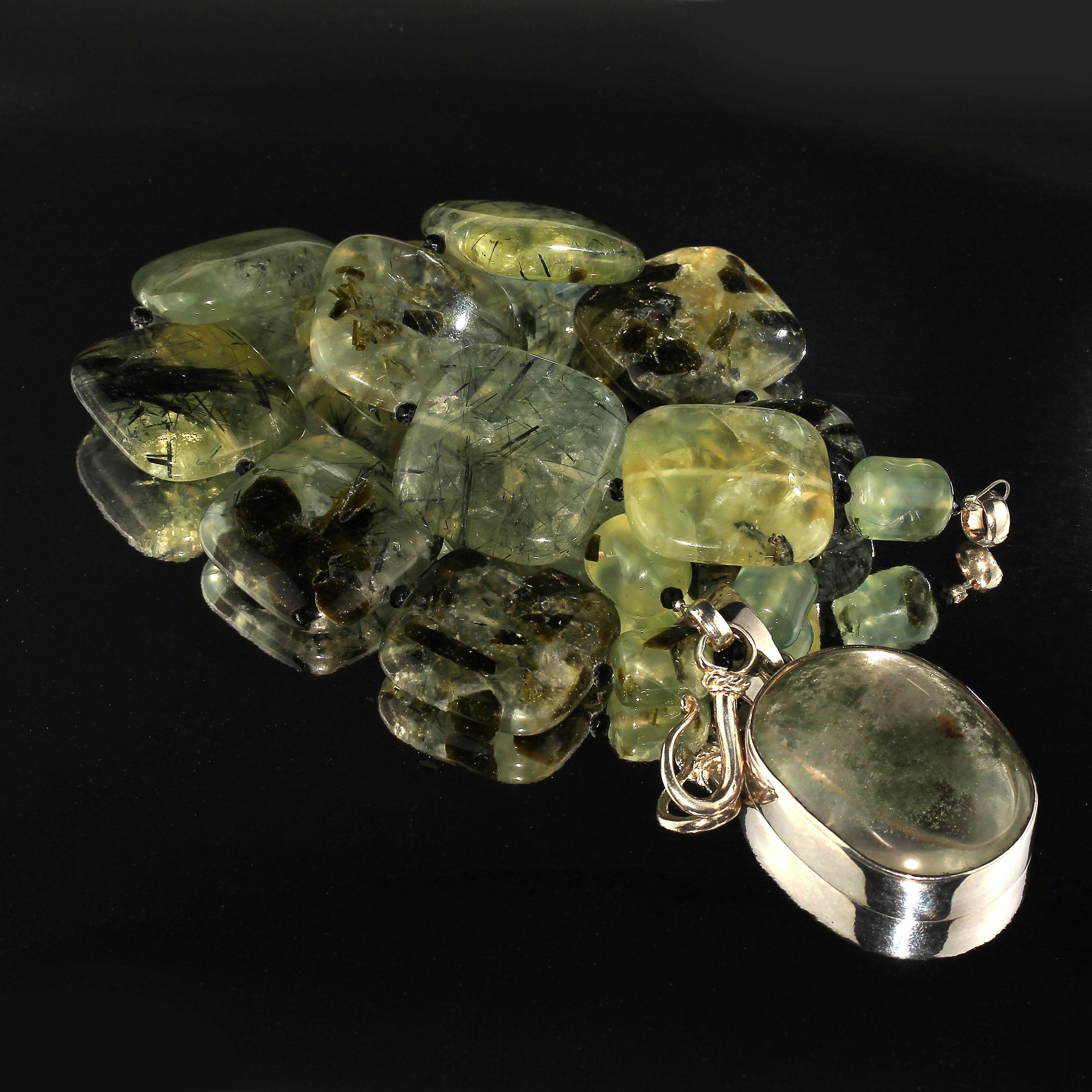 Gemjunky Statement Green Prehnite Necklace with Lodalite Pendant 3