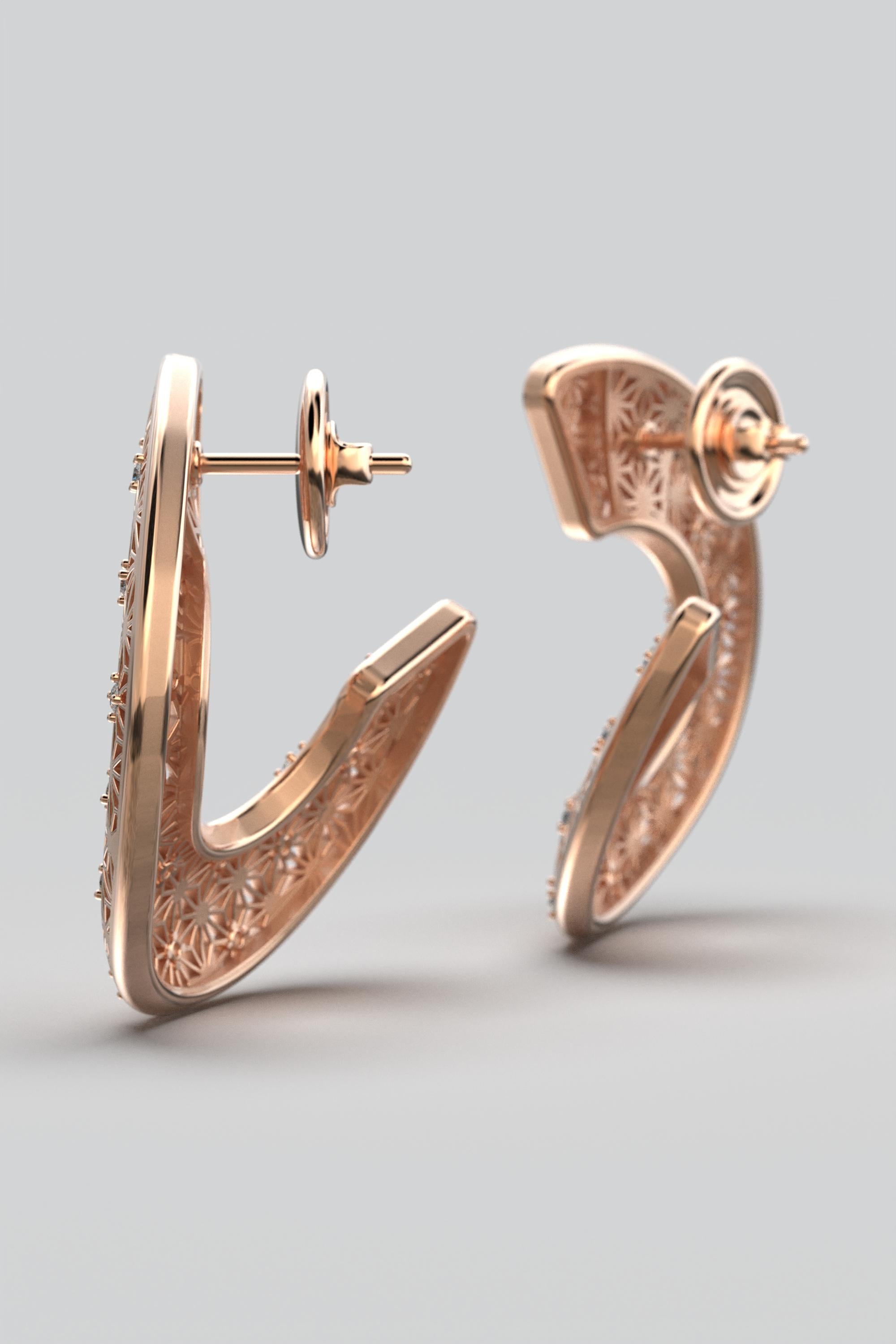 Boucles d'oreilles italiennes surdimensionnées en or véritable 14 carats par Oltremare Gioielli en vente 2