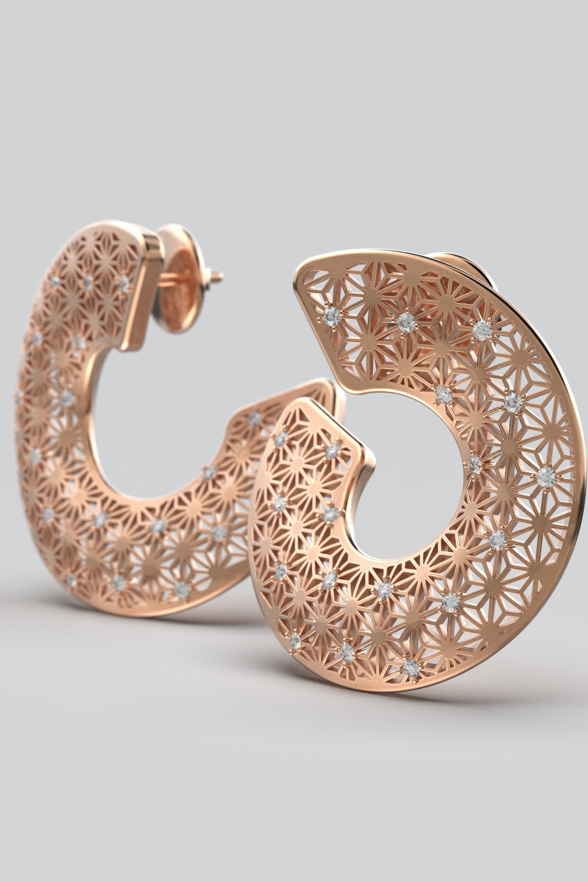 Statement Italian Diamond Earrings in 14k Genuine Gold by Oltremare Gioielli For Sale 3