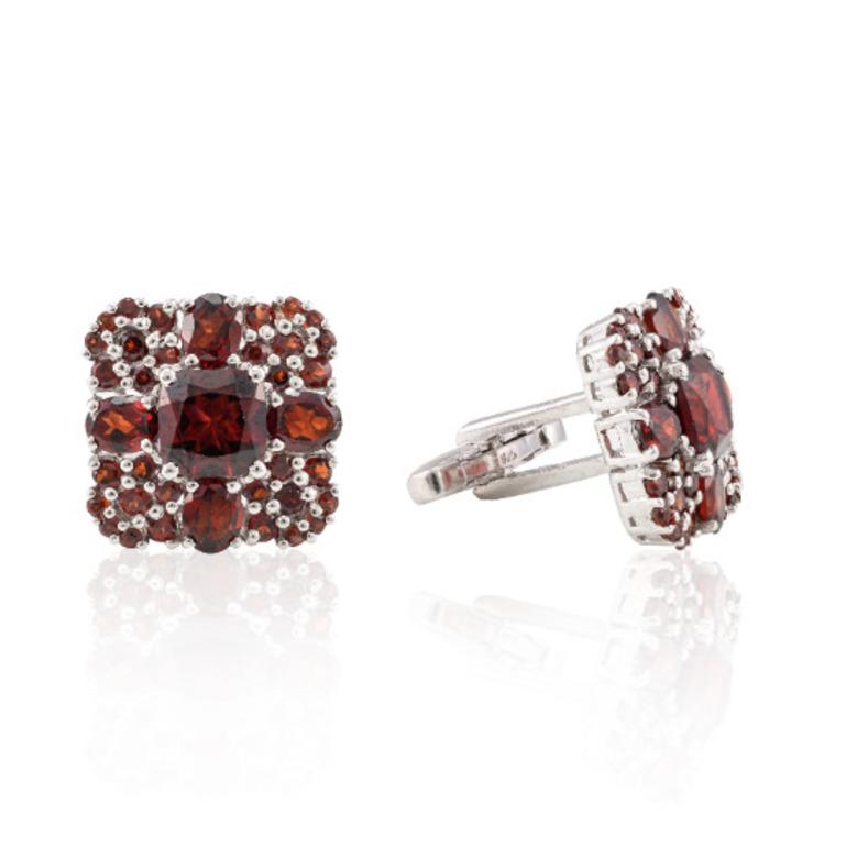 Introducing Statement January Birthstone Garnet Cufflinks Made in Sterling Silver which is a fusion of surrealism and pop-art, designed to make a bold statement. Crafted with love and attention to detail, this features 7.36 carats of garnet studded