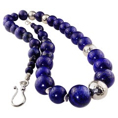 Gemjunky Statement Lapis Lazuli Necklace with Pure Silver Accents
