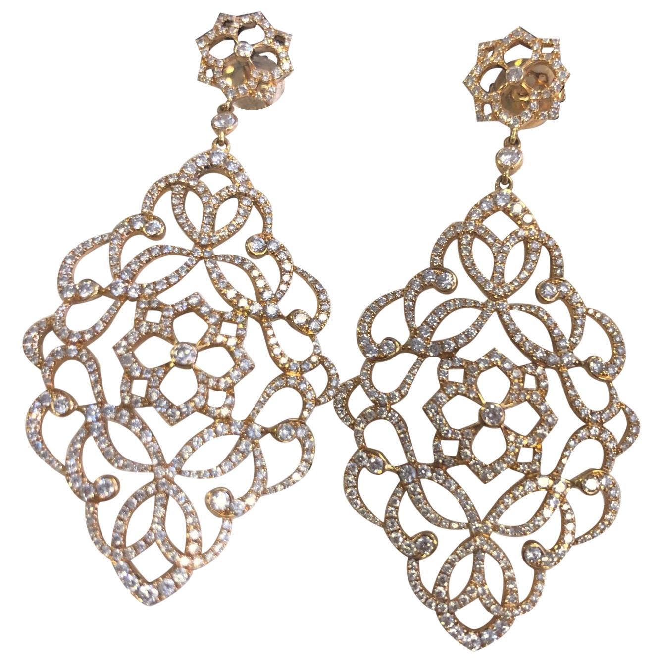 Statement Messika Diamond "Earrings" in 18 Karat Pink Gold For Sale