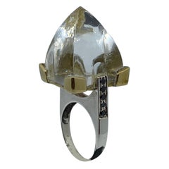 Statement Modern Quartz Sugarloaf Crystal Ring in Sterling Silver
