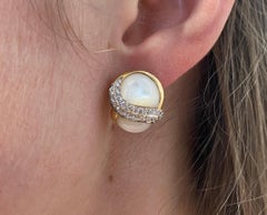 Statement Mother of Pearl and Diamond 18K Gold Earrings