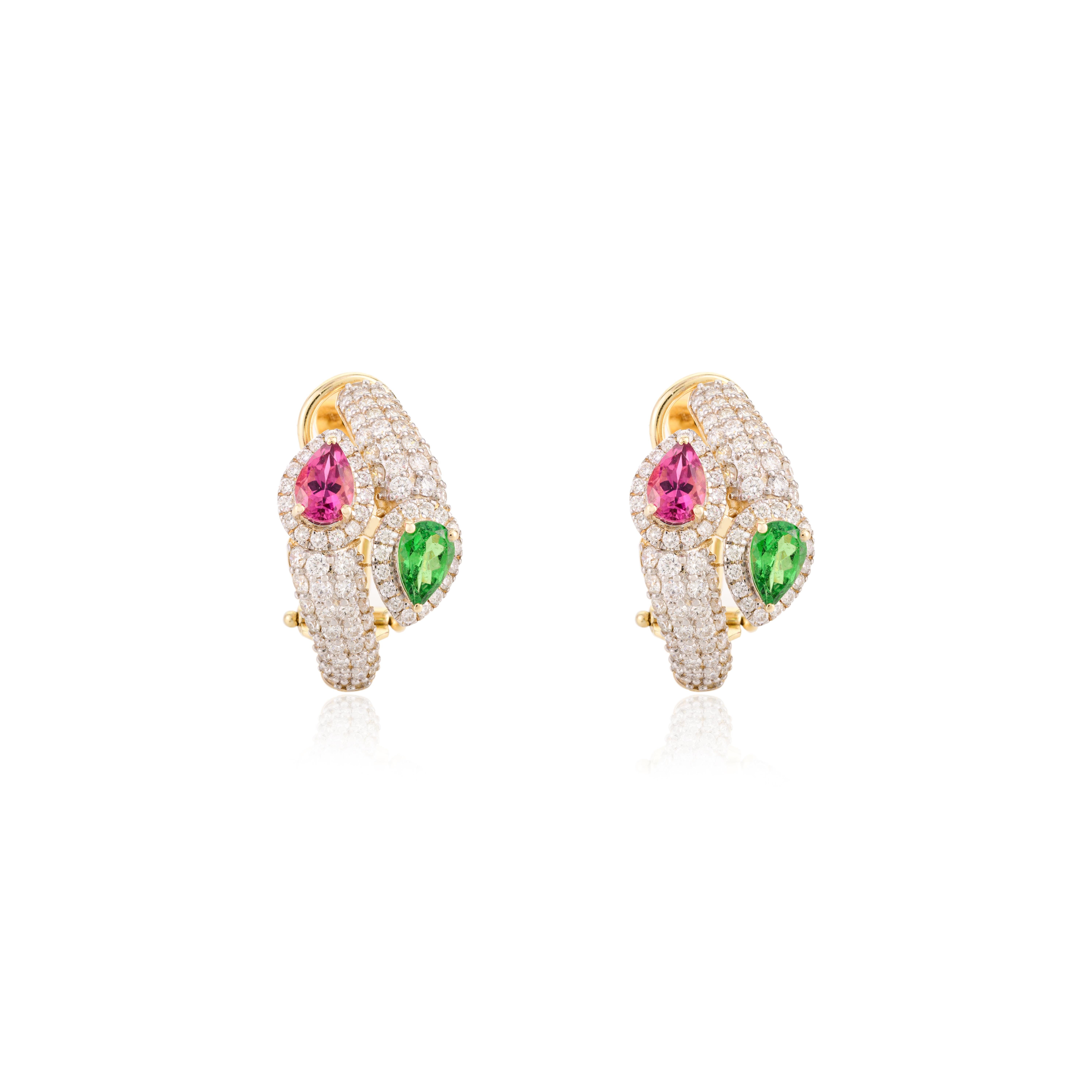 Art Déco Orecchini da donna a clip con diamanti e pietre multiple, in oro giallo massiccio 14k in vendita