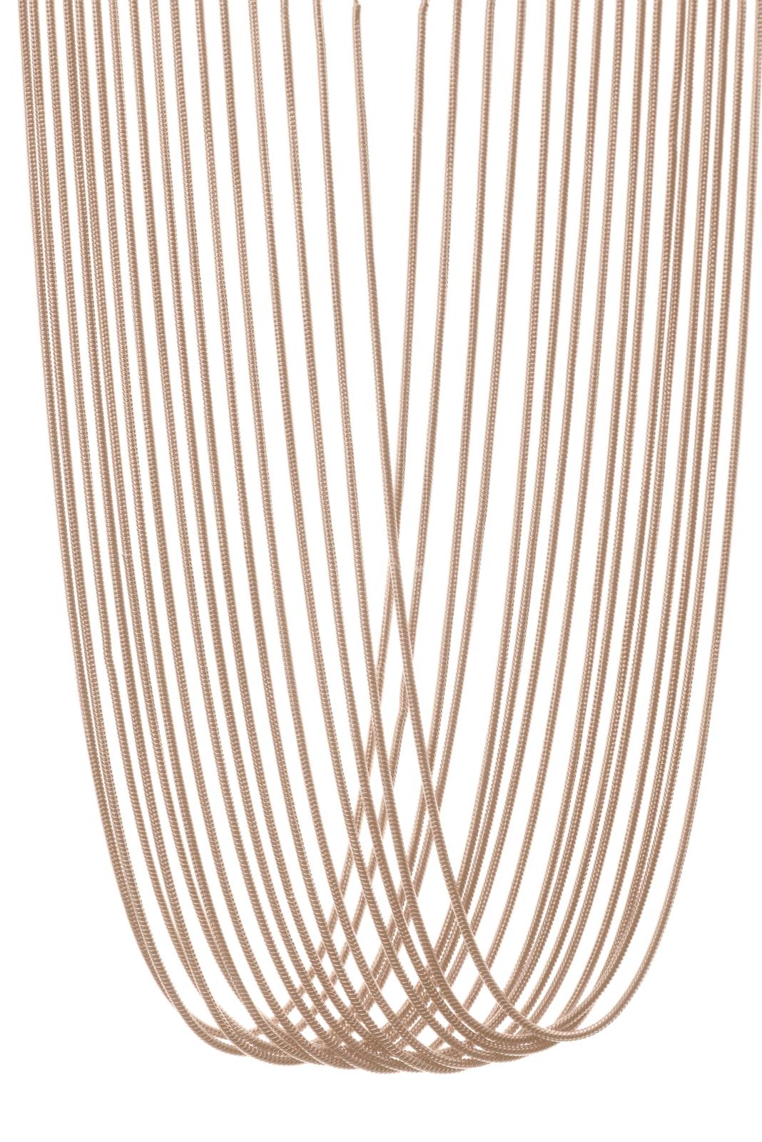 18 karat rose gold plated brass statement necklace created to compliment and curess a woman's neckline. The movement of the snake chain creates a shiny liquid effect offering a very strong look. Every chain has been individually hand-cut and placed