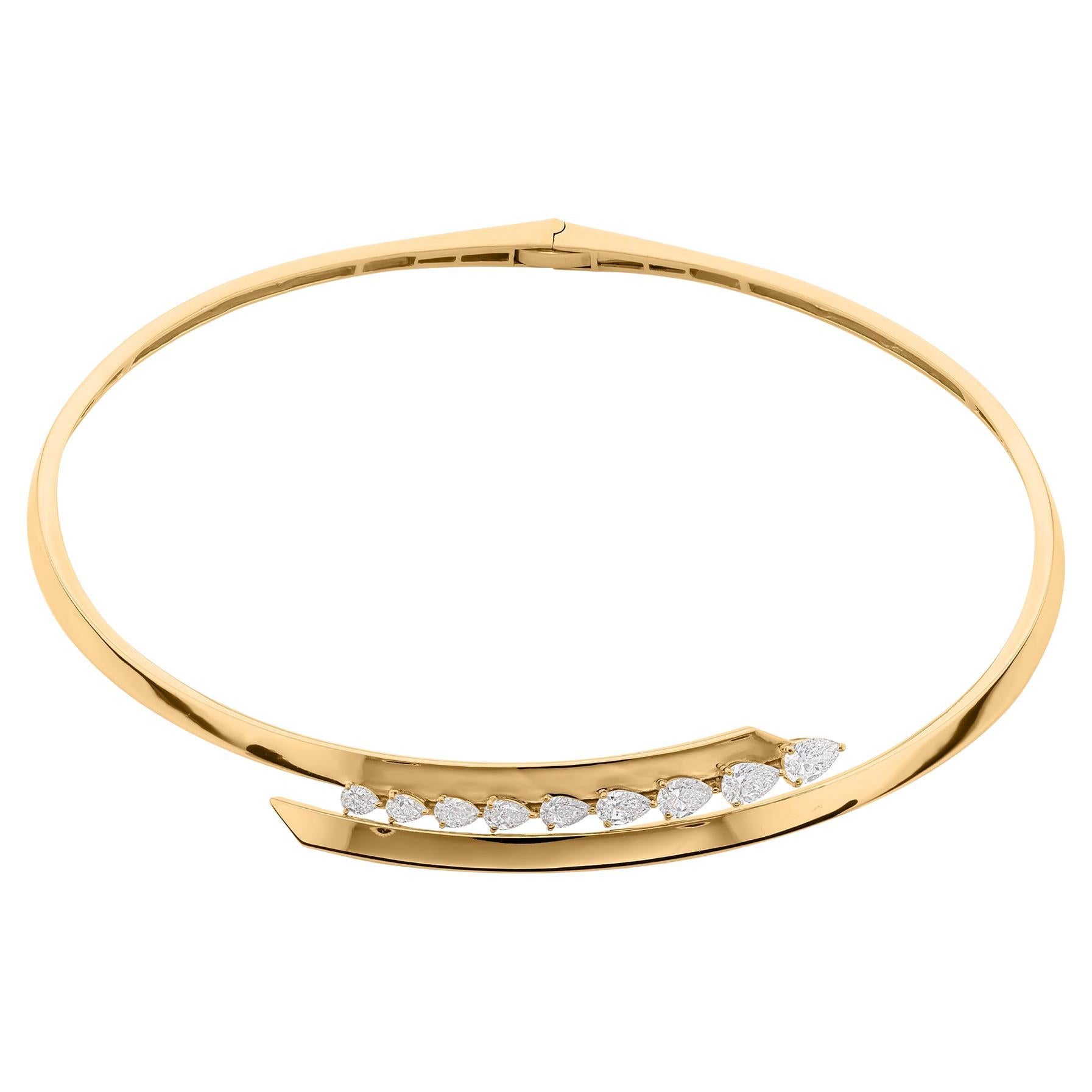 Statement Natural 2,15ct SI/HI Diamant 14k Gelbgold Choker Torque Halskette