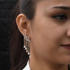 Statement Natural SI/HI Diamond Dangle Drop Earrings in 14 Karat Solid Rose Gold
