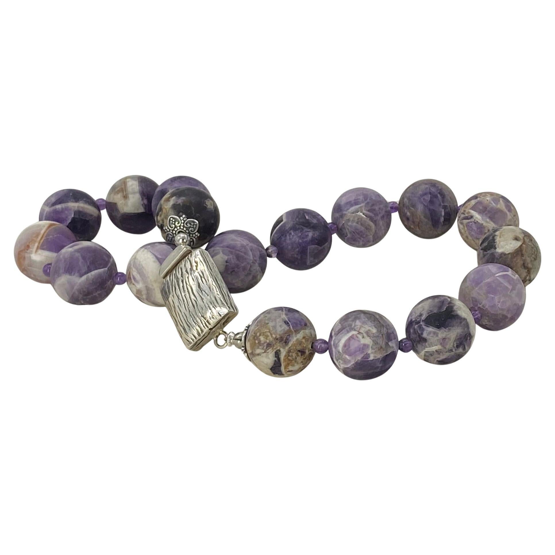 Collana dichiarativa con pietra di ametista e chiusura a scatola in argento sterling in vendita 2