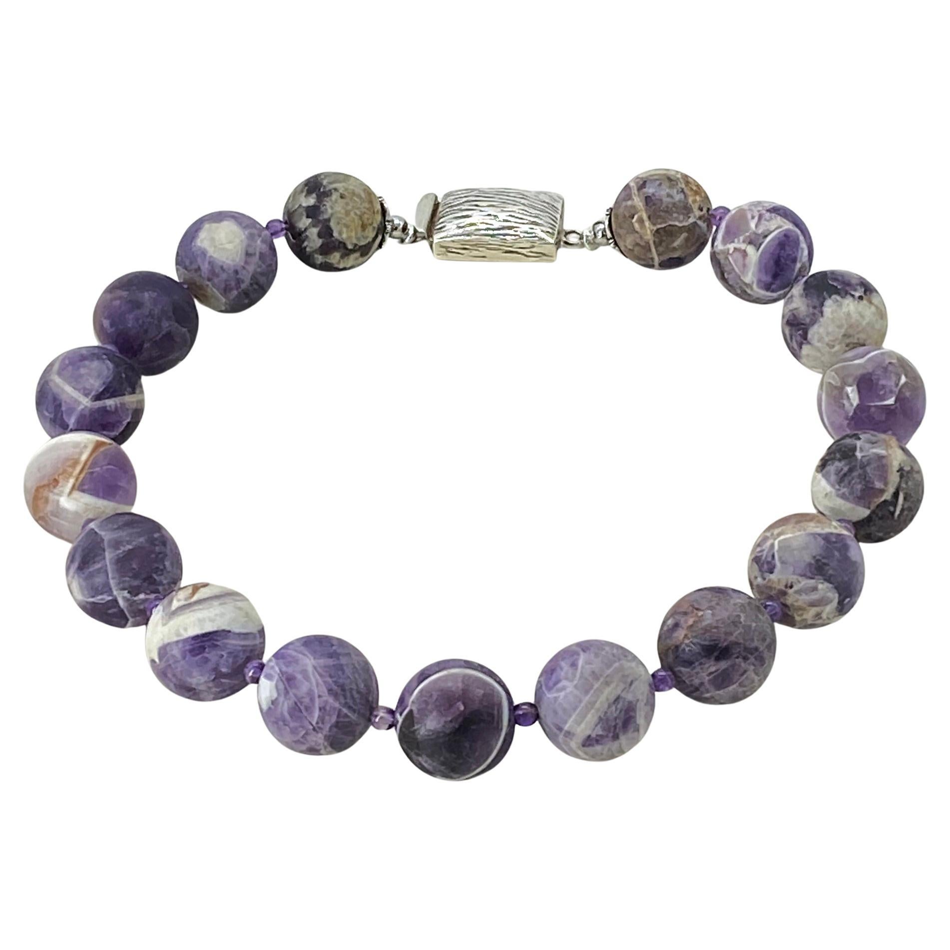 Statement Necklace Cape Amethyst Stone with Sterling Silver Box Clasp